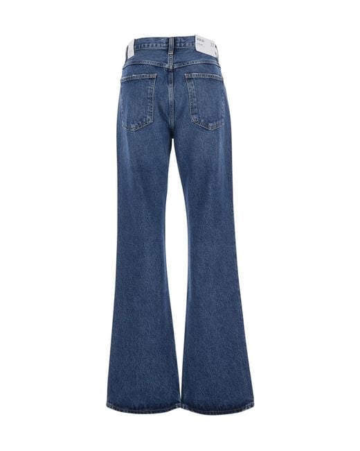 Agolde Blue High-Rise Wide-Leg Jeans