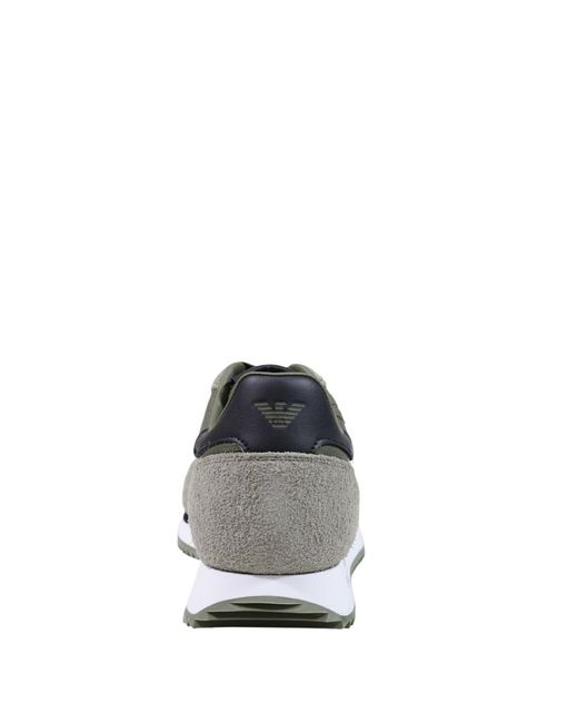 EA7 Gray Lace-Up Low-Top Panelled Casual Sneakers for men