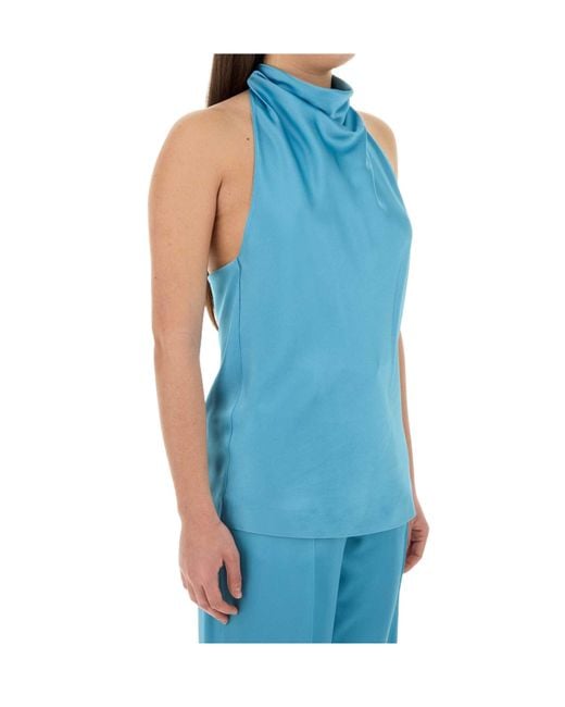 Stella McCartney Blue Sleeveless Halter Neck Vest
