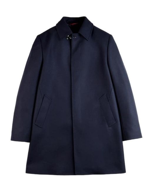 Fay Blue Wool-Cashmere Single-Breasted Coat for men