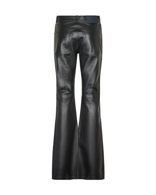 Haikure Black Leather Casual Trousers With Belt Loops