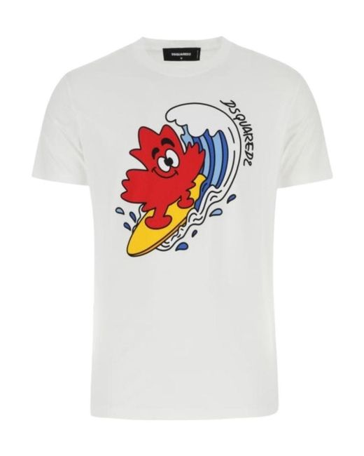 DSquared² White Graphic-Printed Crewneck T-Shirt for men