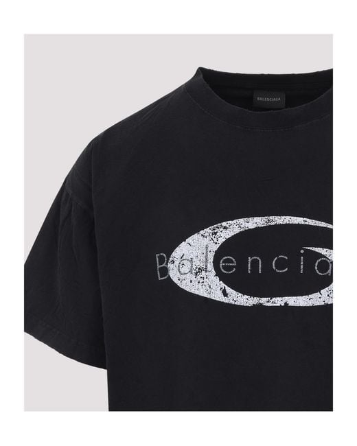 Balenciaga Black Logo Print Boxy T-Shirt for men