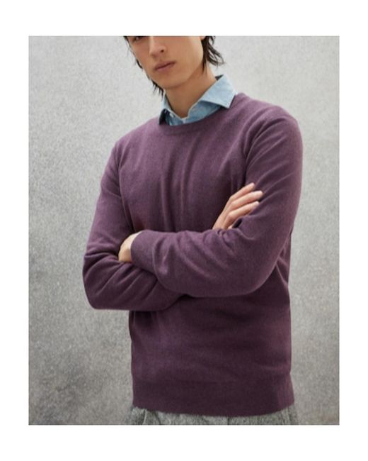 Brunello Cucinelli Brown Crewneck Knitted Jumper for men