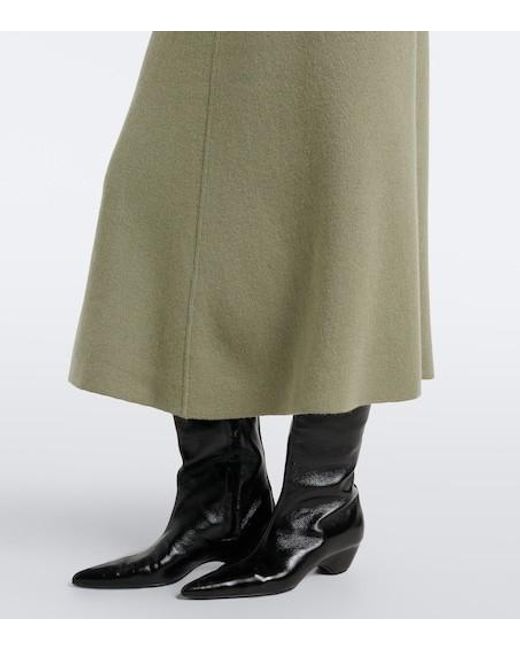 Jardin Des Orangers Green Virgin Wool And Cashmere Midi Skirt