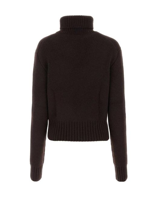 Khaite Black Jovie Turtleneck Cropped Jumper