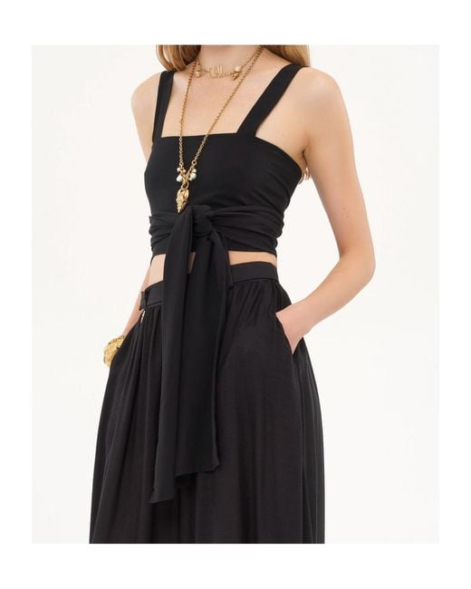 Chloé Black Crepe De Chine Cropped Top