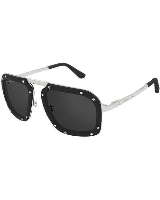 Cartier Black Geometric Frame Sunglasses for men