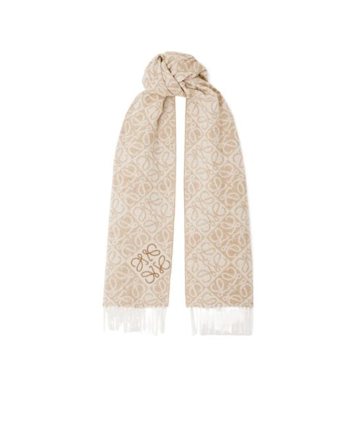 Loewe Natural Monogram Jacquard Fringed Scarf