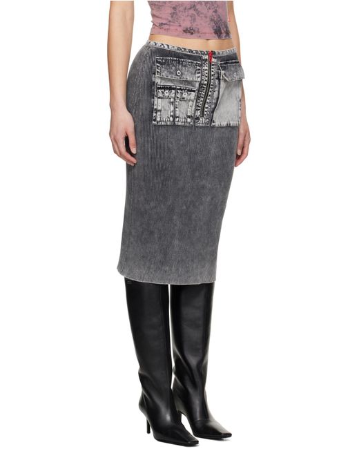 DIESEL Gray M-Meryn Knitted Midi Skirt
