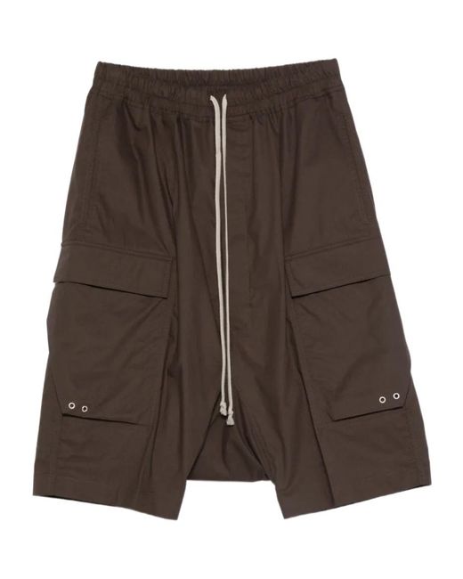 Rick Owens Brown Cargo Pods Drawstring Shorts for men