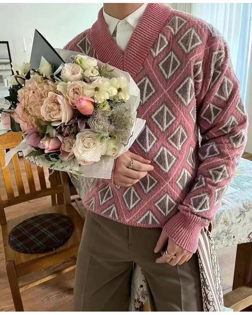 Dior Pink Homme Cd Diamond Motif Jumper for men