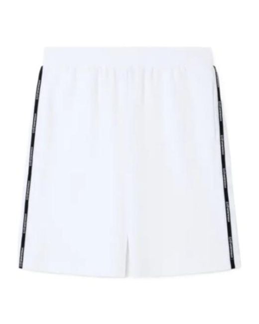 EA7 White Logo Tape Bermuda Shorts for men