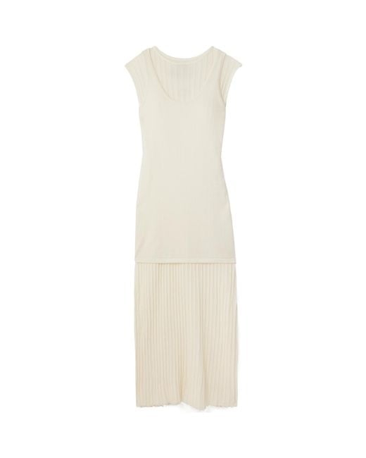 Loulou de Saison White Ada Ribbed Knit Dress