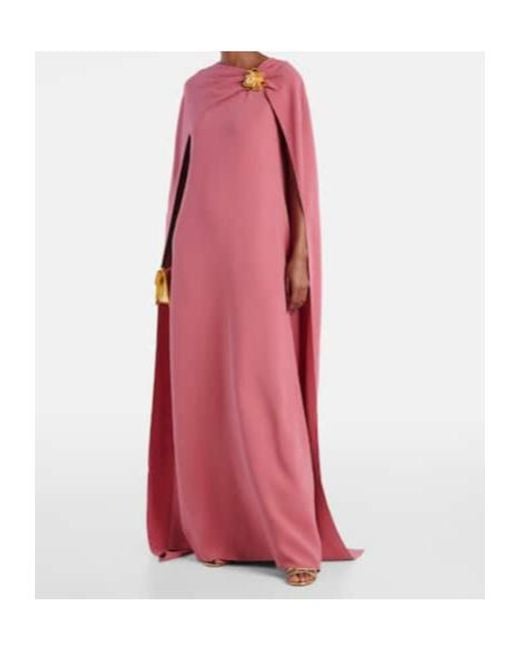 Oscar de la Renta Pink Caped Silk-Blend Gown