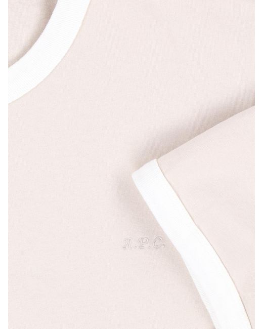 A.P.C. White Contrast Trim Crewneck T-Shirt for men