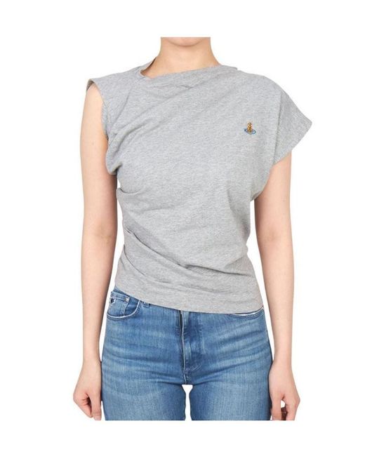 Vivienne Westwood Gray Draped Top With Orb Logo