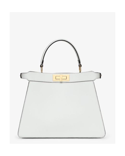 Fendi White Peekaboo Tote Bag