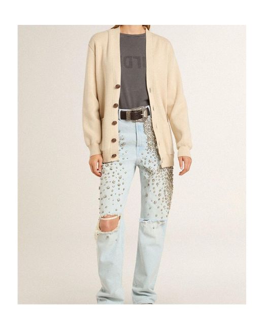 Golden Goose Deluxe Brand Natural V-Neck Buttoned Cardigan