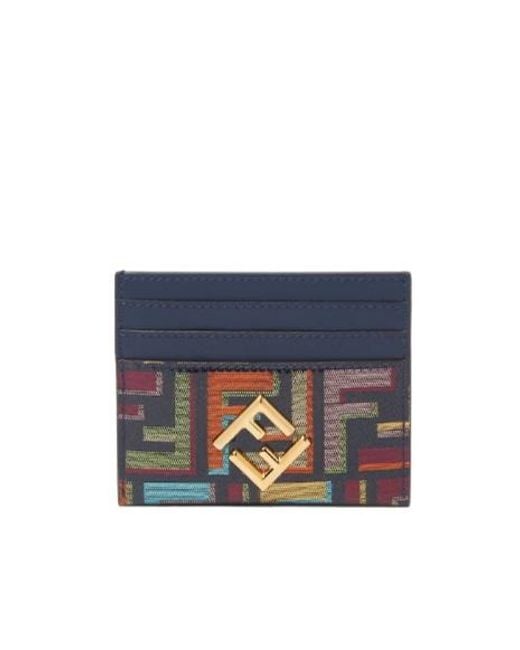 Fendi Blue Ff Diamonds Card Case