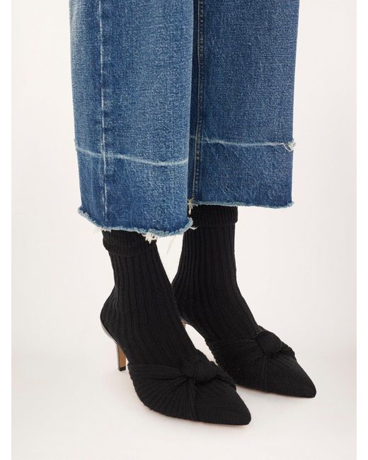 Chloé Black Chloé Ribbed Sock-Knotted Boots