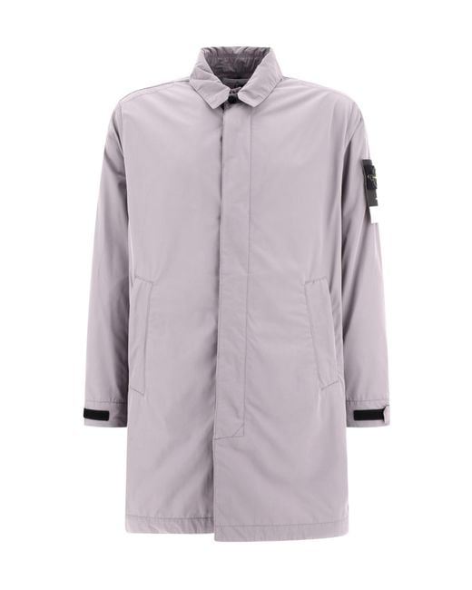 Stone Island Purple Compass-Motif Coat for men