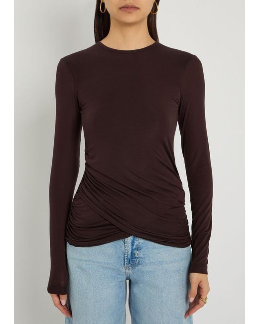 Agolde Brown Eve Draped Jersey Top