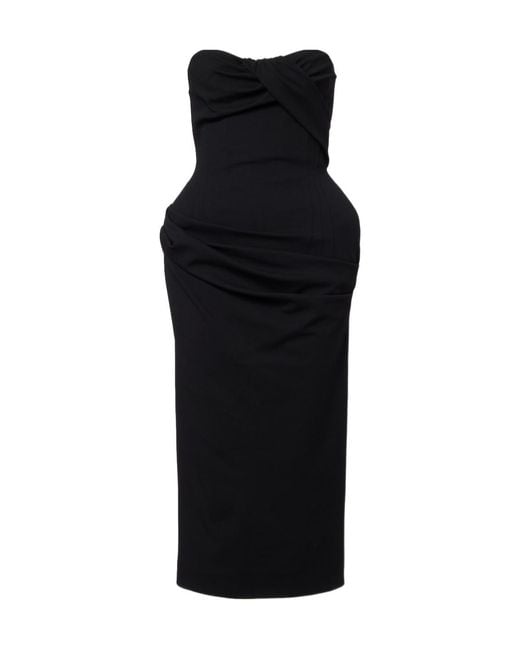 Magda Butrym Black Draped Midi Dress