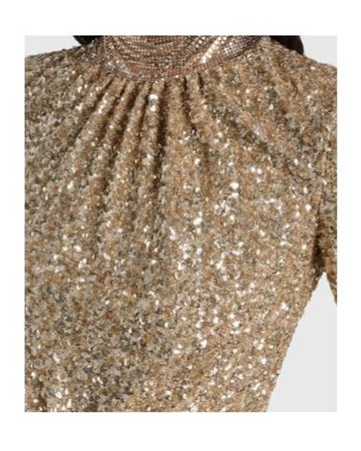Rabanne Natural Sequined Gathered Gown