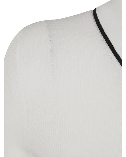 Aspesi Gray Ribbed Polo Shirt