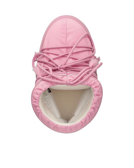 Moon Boot Pink Icon Logo Printed Lace-Up Boots