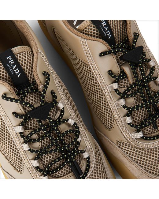 Prada Brown Mesh Low-Top Trainers for men