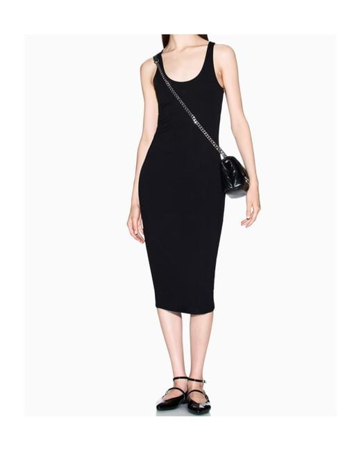 ARMANI EXCHANGE Black Ribbed Midi Dress