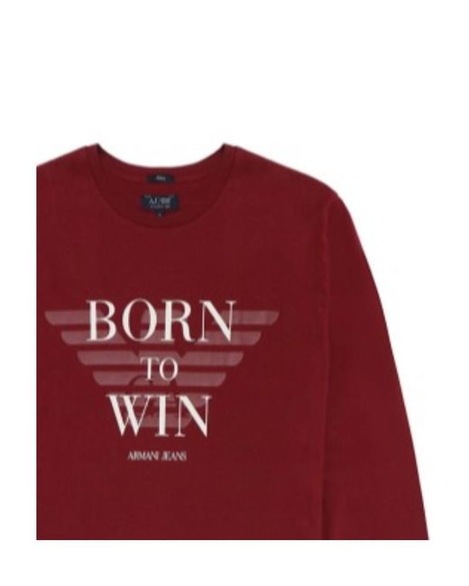 Armani Jeans Red Logo Long-Sleeved T-Shirt for men