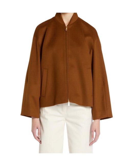 Marella Brown Casual Zip-Up Jacket