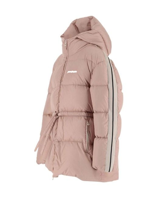 Palm Angels Pink Logo Embroidered Down Jacket