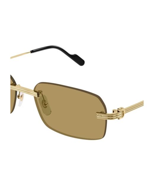 Cartier White Rimless Rectangular Sunglasses for men