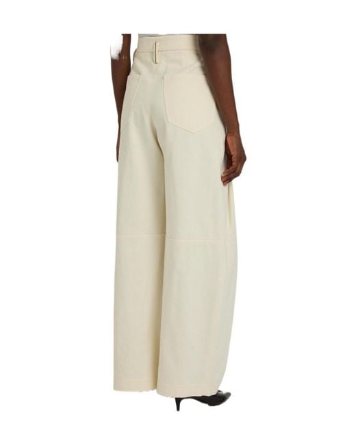 Brunello Cucinelli White Pleated Wide-Leg Cotton-Blend Trousers