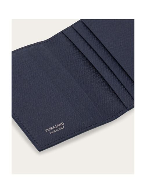 Ferragamo Blue Gancini Credit Card Holder for men