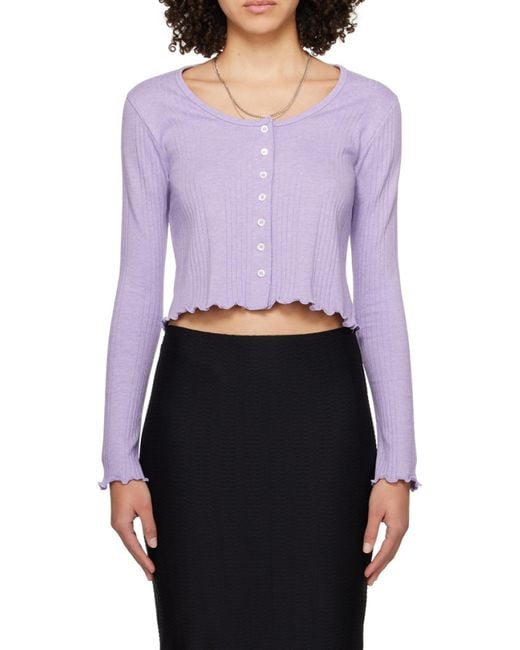A.P.C. Purple Lettuce Rimmed Knitted Cardigan