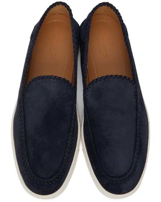 Giorgio Armani Blue Slip-On Round Toe Sneakers for men