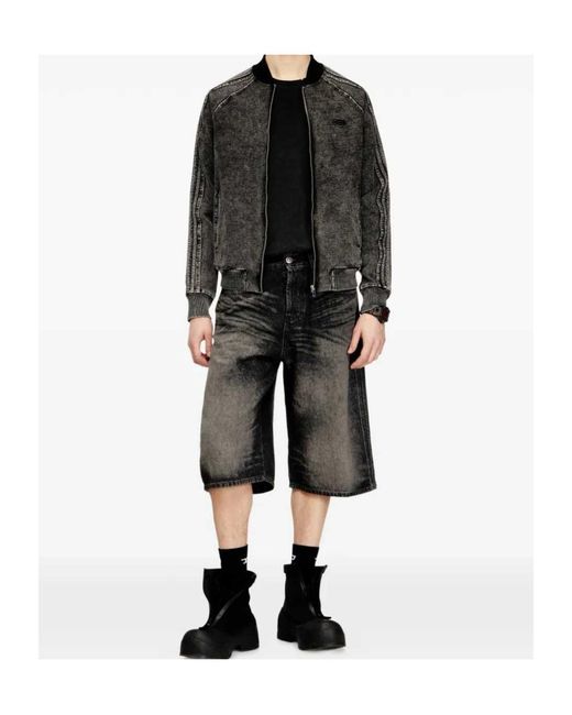 DIESEL Black D-Enim-M-Short-S Long Bermuda Shorts for men