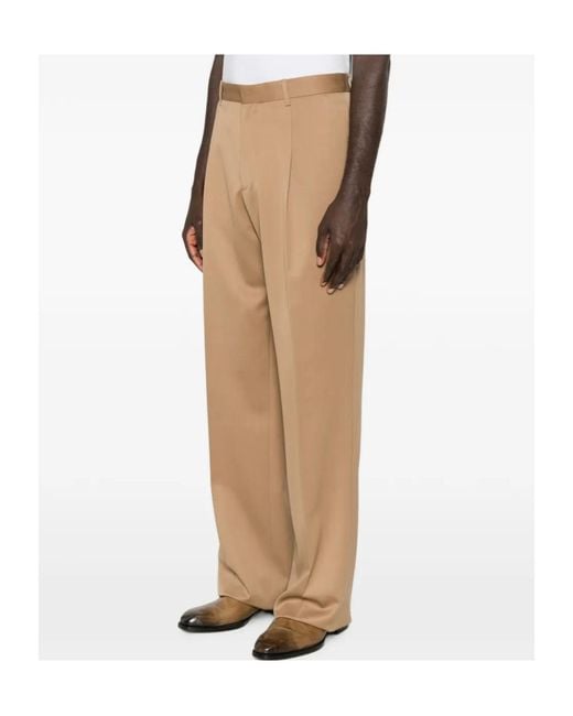 Lardini Natural Pleated Straight-Leg Trousers for men