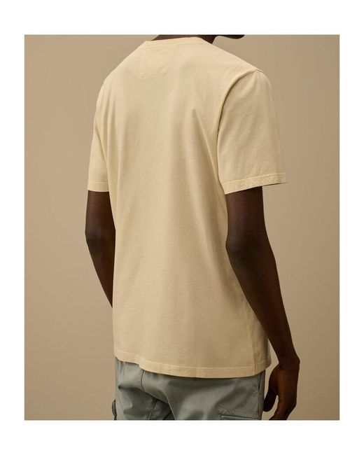 C P Company Natural Logo Patch Short Sleeve T-Shirt for men