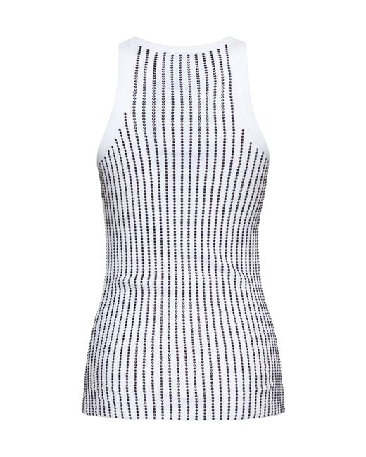 The Attico White The Embellished Ribbed Tank Top