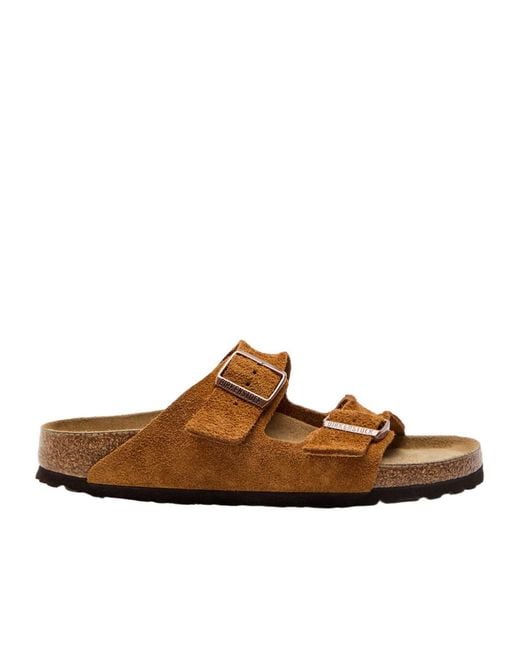 Birkenstock Brown Arizona Brushed Suede Sliders