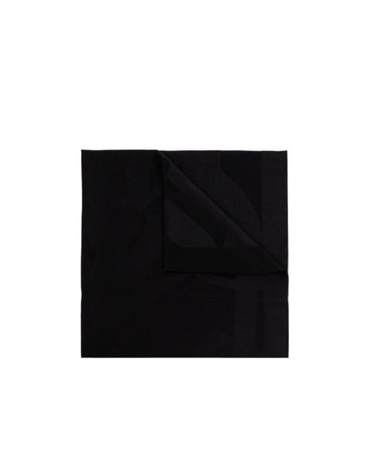Saint Laurent Black Monogram Frayed Edge Scarf for men