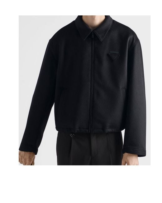 Prada Black Wool And Cashmere Blouson Jacket for men