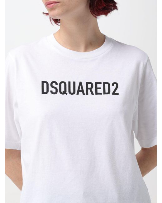 DSquared² White Logo Printed Crewneck T-Shirt