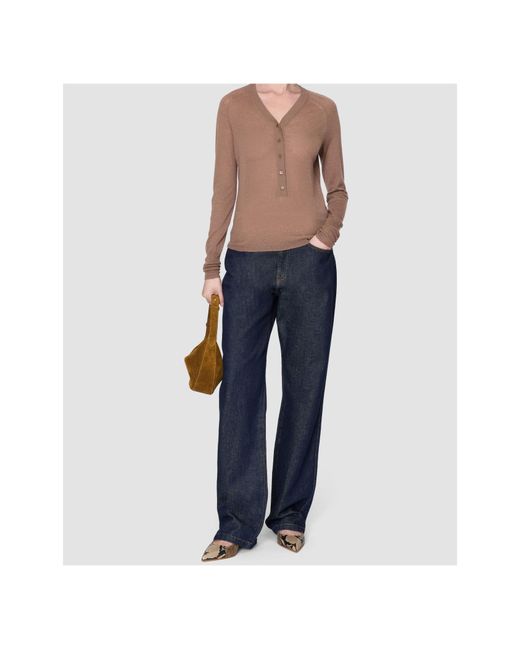 Joseph Brown Fine-Knit V-Neck Cardigan